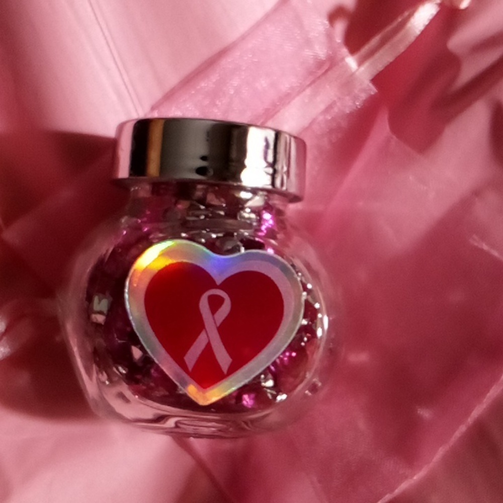 Breast Cancer Awareness Pink Rhinestones Gem 1.05 oz Keepsake Bottle Jar…
